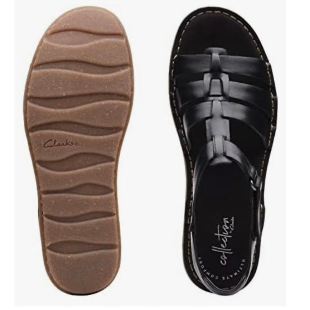 Clarks Blake Jewel fisherman sandal in black size 8.5